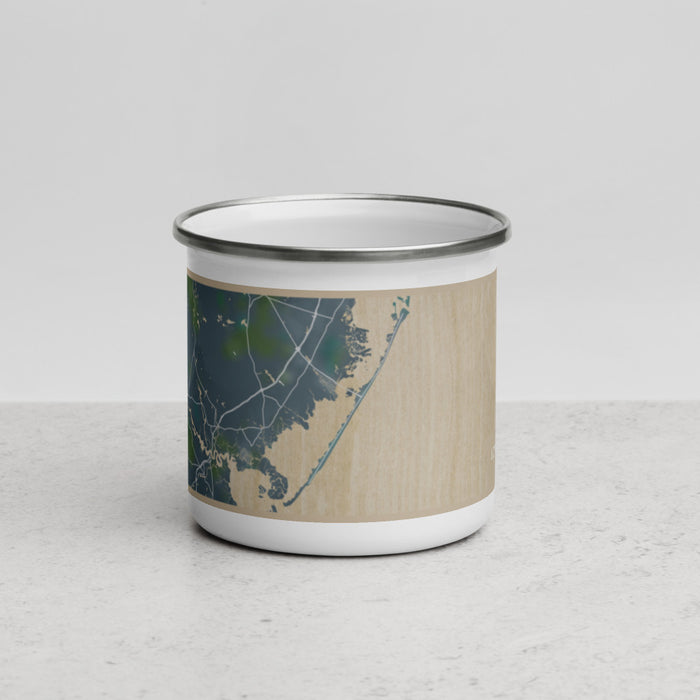 Front View Custom Long Beach Island New Jersey Map Enamel Mug in Afternoon