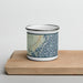 Front View Custom Long Beach Island New Jersey Map Enamel Mug in Woodblock on Cutting Board