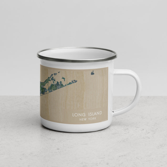 Right View Custom Long Island New York Map Enamel Mug in Afternoon