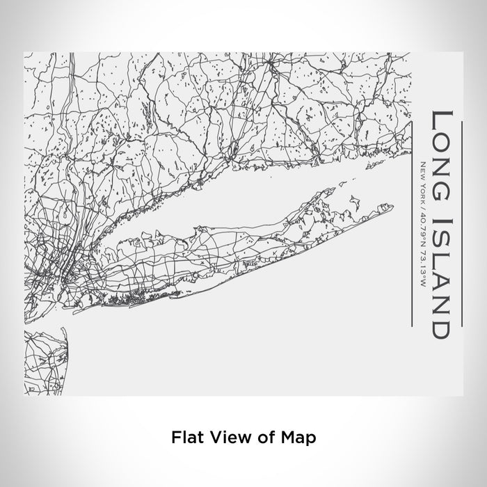 Rendered View of Long Island New York Map Engraving on 20oz Stainless Steel Insulated Bottle with Bamboo Top in White