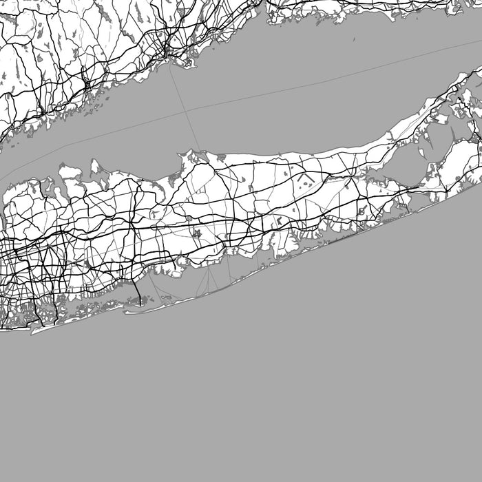 Long Island New York Map Print in Classic Style Zoomed In Close Up Showing Details