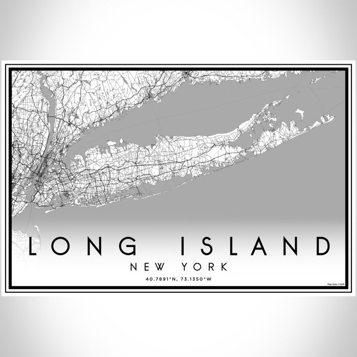 Long Island New York Map Print Landscape Orientation in Classic Style With Shaded Background