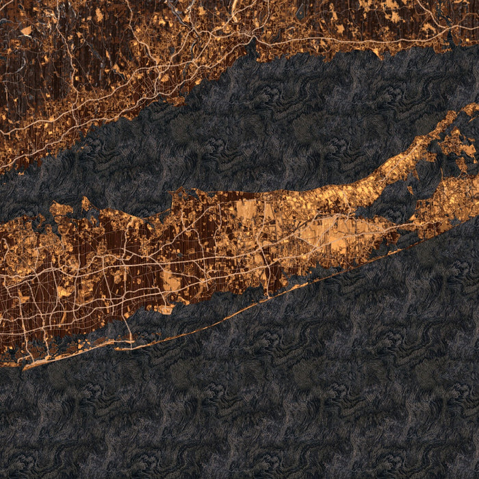 Long Island New York Map Print in Ember Style Zoomed In Close Up Showing Details