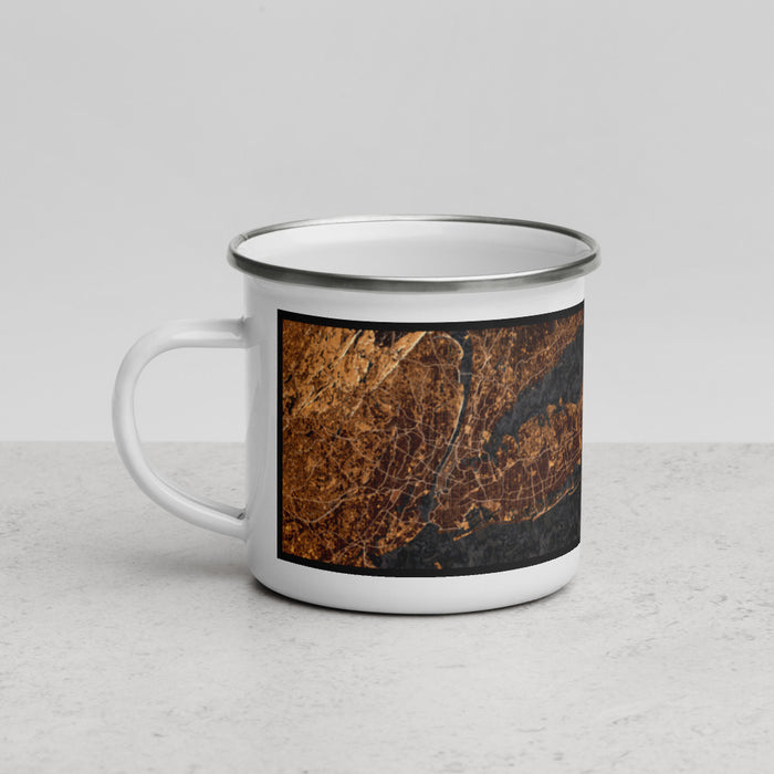Left View Custom Long Island New York Map Enamel Mug in Ember