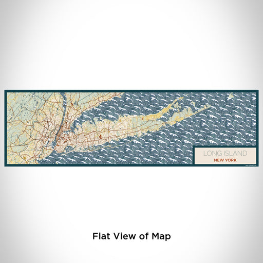 Flat View of Map Custom Long Island New York Map Enamel Mug in Woodblock