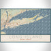 Long Island New York Map Print Landscape Orientation in Woodblock Style With Shaded Background