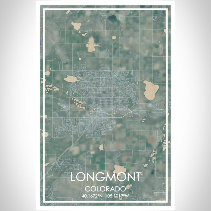 Longmont Colorado Map Print Portrait Orientation in Afternoon Style With Shaded Background