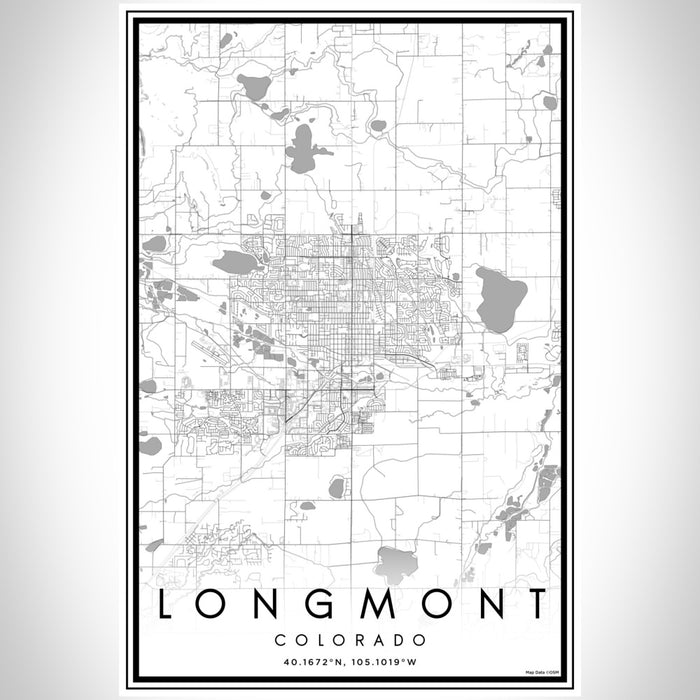 Longmont Colorado Map Print Portrait Orientation in Classic Style With Shaded Background