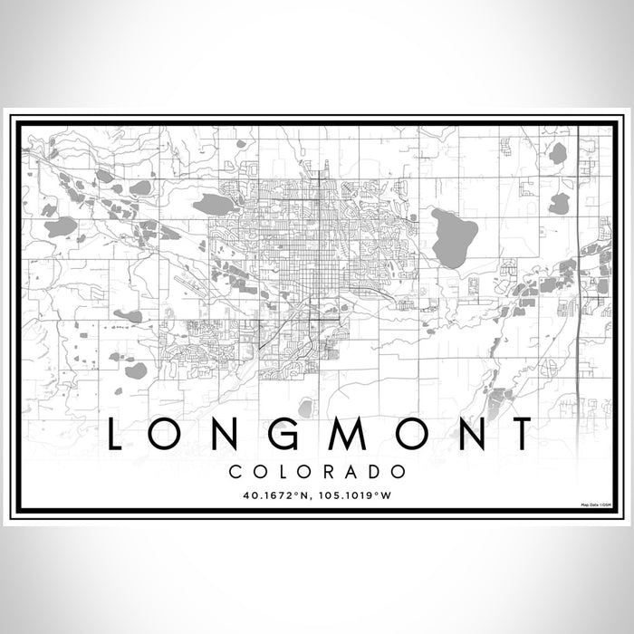 Longmont Colorado Map Print Landscape Orientation in Classic Style With Shaded Background