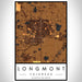 Longmont Colorado Map Print Portrait Orientation in Ember Style With Shaded Background
