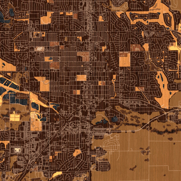 Longmont Colorado Map Print in Ember Style Zoomed In Close Up Showing Details