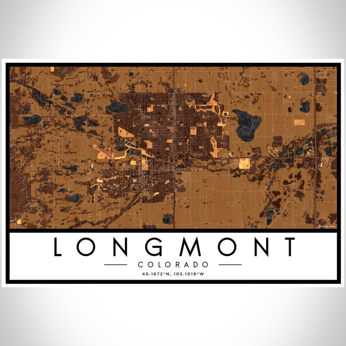 Longmont Colorado Map Print Landscape Orientation in Ember Style With Shaded Background