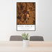 24x36 Long Prairie Minnesota Map Print Portrait Orientation in Ember Style Behind 2 Chairs Table and Potted Plant
