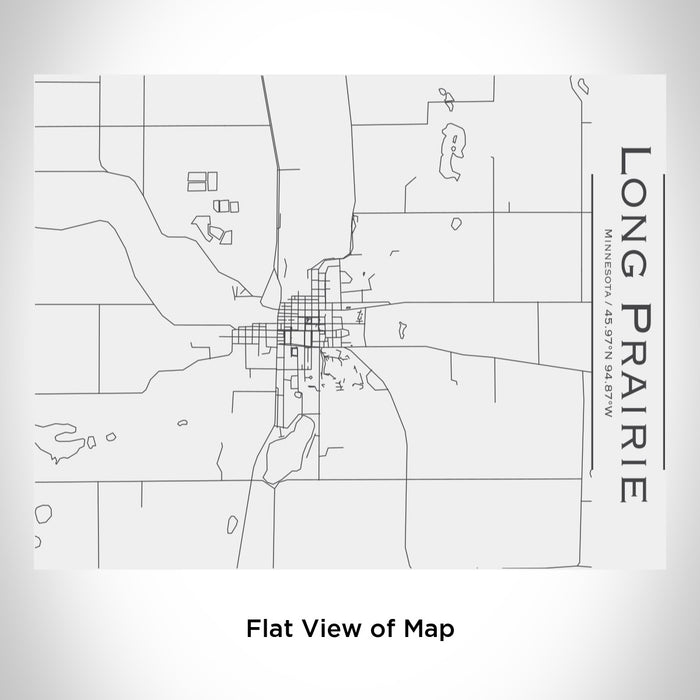 Rendered View of Long Prairie Minnesota Map Engraving on 20oz Stainless Steel Insulated Bottle with Bamboo Top in White