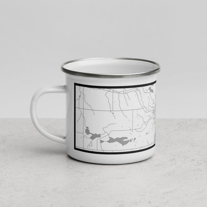 Left View Custom Long Prairie Minnesota Map Enamel Mug in Classic