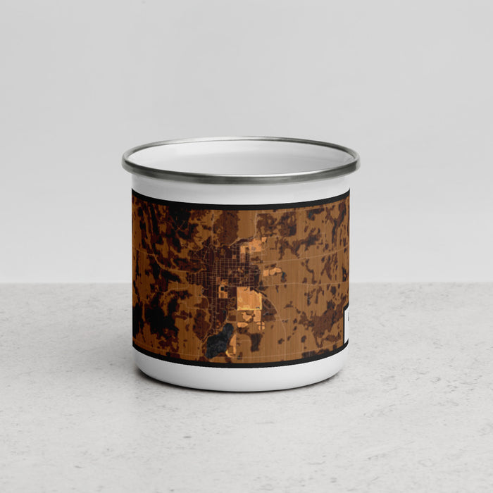 Front View Custom Long Prairie Minnesota Map Enamel Mug in Ember