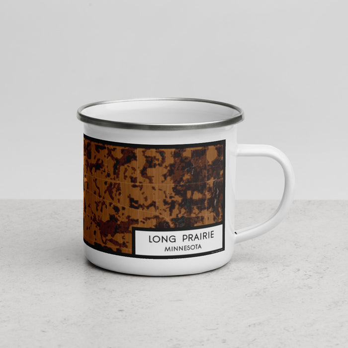 Right View Custom Long Prairie Minnesota Map Enamel Mug in Ember