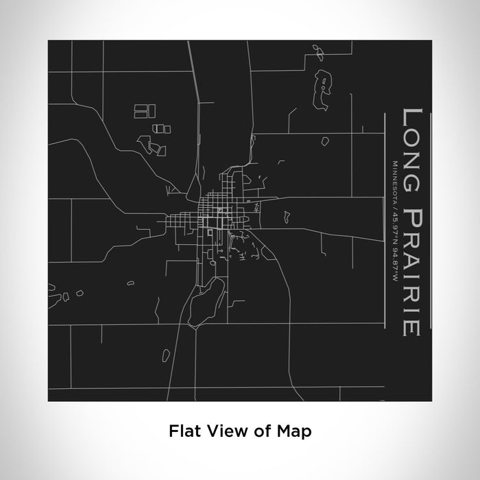 Rendered View of Long Prairie Minnesota Map Engraving on 17oz Stainless Steel Insulated Tumbler in Black