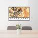 24x36 Longs Peak Colorado Map Print Lanscape Orientation in Ember Style Behind 2 Chairs Table and Potted Plant