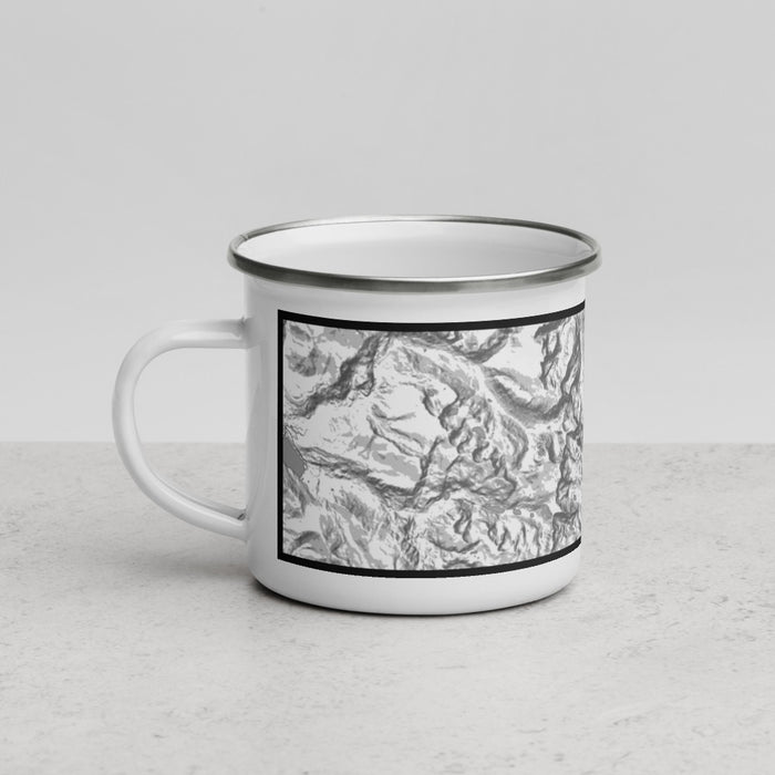 Left View Custom Longs Peak Colorado Map Enamel Mug in Classic