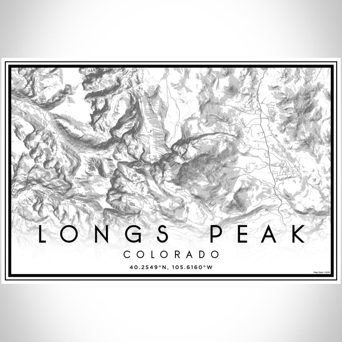 Longs Peak Colorado Map Print Landscape Orientation in Classic Style With Shaded Background