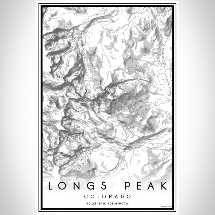 Longs Peak Colorado Map Print Portrait Orientation in Classic Style With Shaded Background