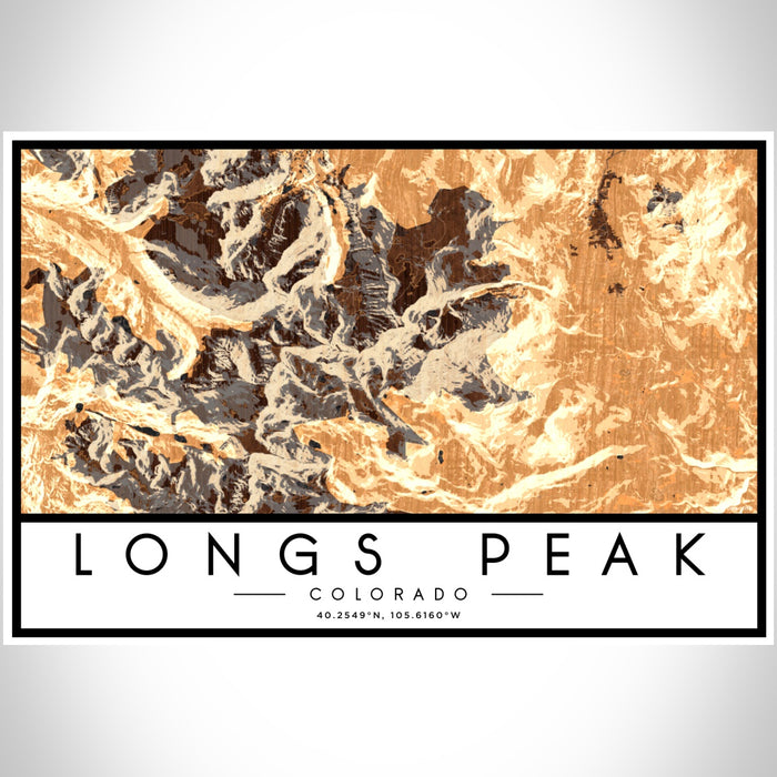 Longs Peak Colorado Map Print Landscape Orientation in Ember Style With Shaded Background
