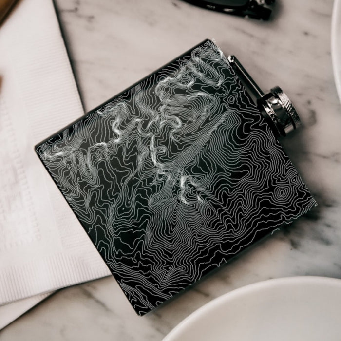 Longs Peak Colorado Custom Engraved City Map Inscription Coordinates on 6oz Stainless Steel Flask in Black