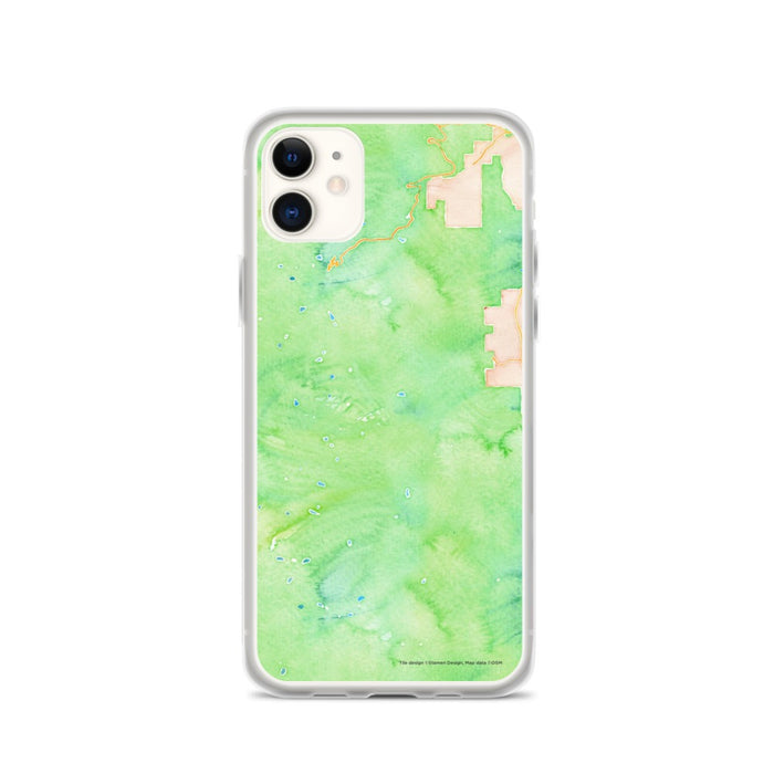 Custom iPhone 11 Longs Peak Colorado Map Phone Case in Watercolor