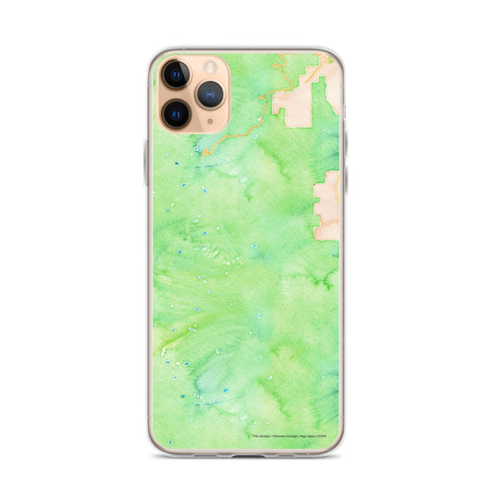 Custom iPhone 11 Pro Max Longs Peak Colorado Map Phone Case in Watercolor