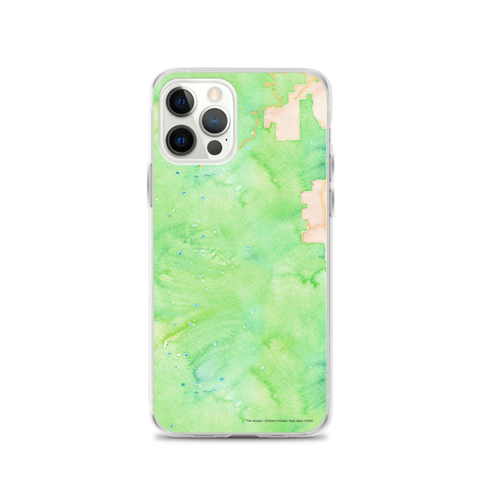 Custom iPhone 12 Pro Longs Peak Colorado Map Phone Case in Watercolor