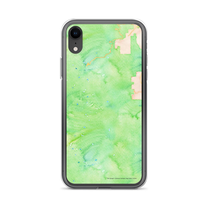 Custom iPhone XR Longs Peak Colorado Map Phone Case in Watercolor