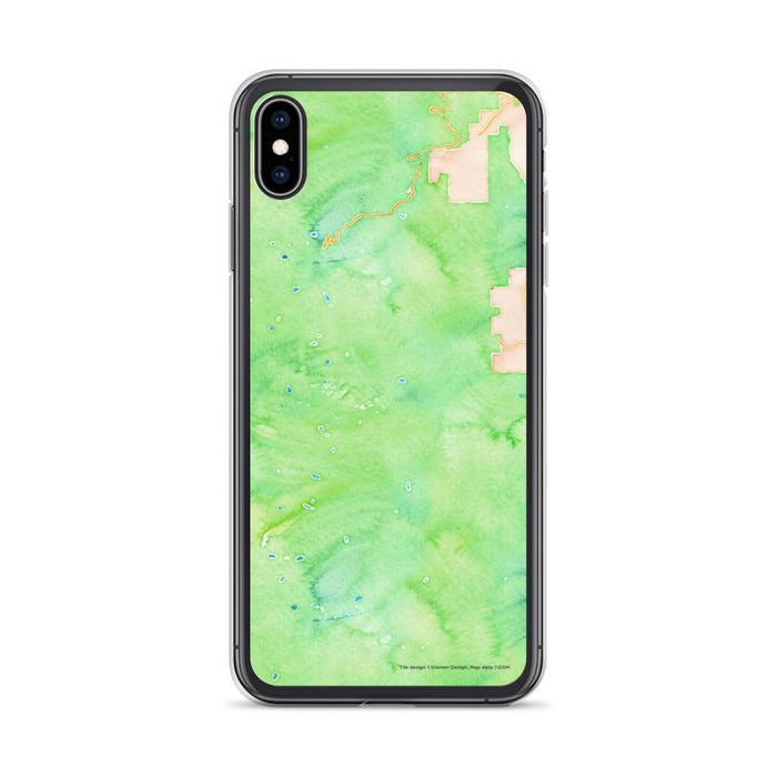 Custom iPhone XS Max Longs Peak Colorado Map Phone Case in Watercolor