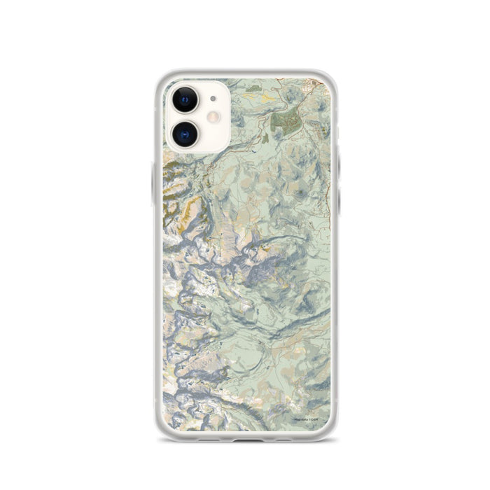 Custom iPhone 11 Longs Peak Colorado Map Phone Case in Woodblock