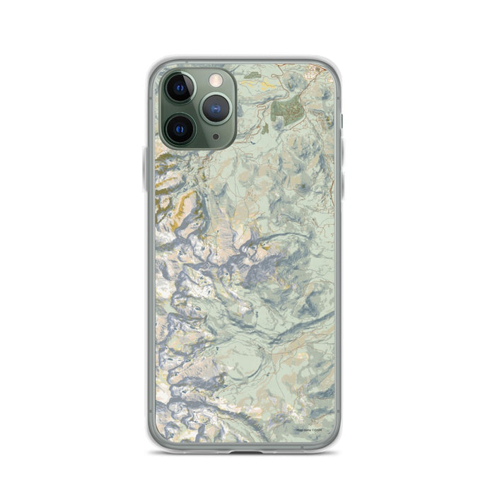 Custom iPhone 11 Pro Longs Peak Colorado Map Phone Case in Woodblock