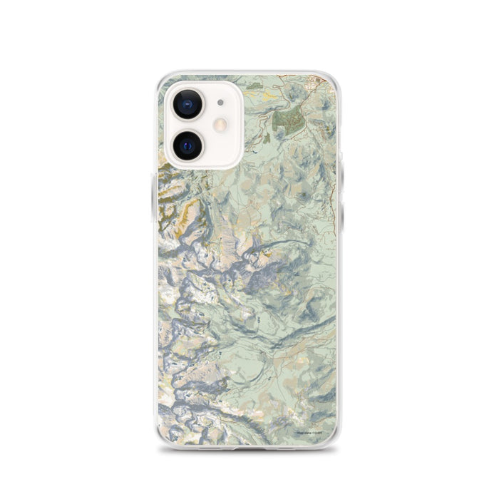 Custom iPhone 12 Longs Peak Colorado Map Phone Case in Woodblock