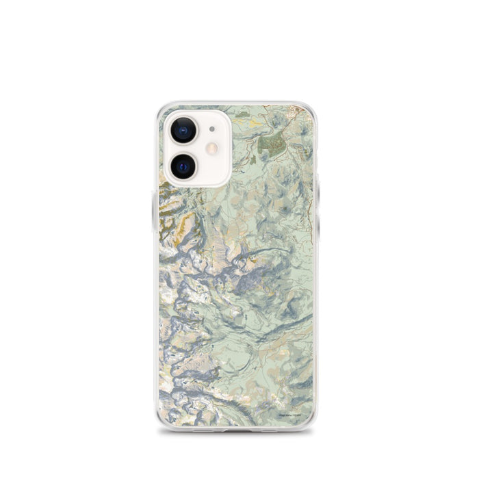 Custom iPhone 12 mini Longs Peak Colorado Map Phone Case in Woodblock