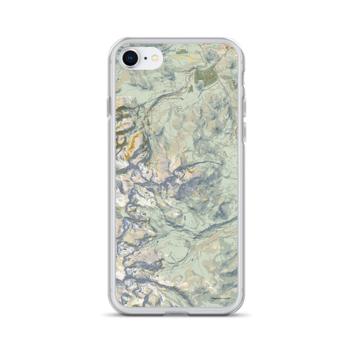 Custom iPhone SE Longs Peak Colorado Map Phone Case in Woodblock