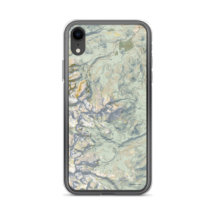 Custom iPhone XR Longs Peak Colorado Map Phone Case in Woodblock