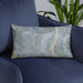 Custom Longview Washington Map Throw Pillow in Afternoon on Blue Colored Chair