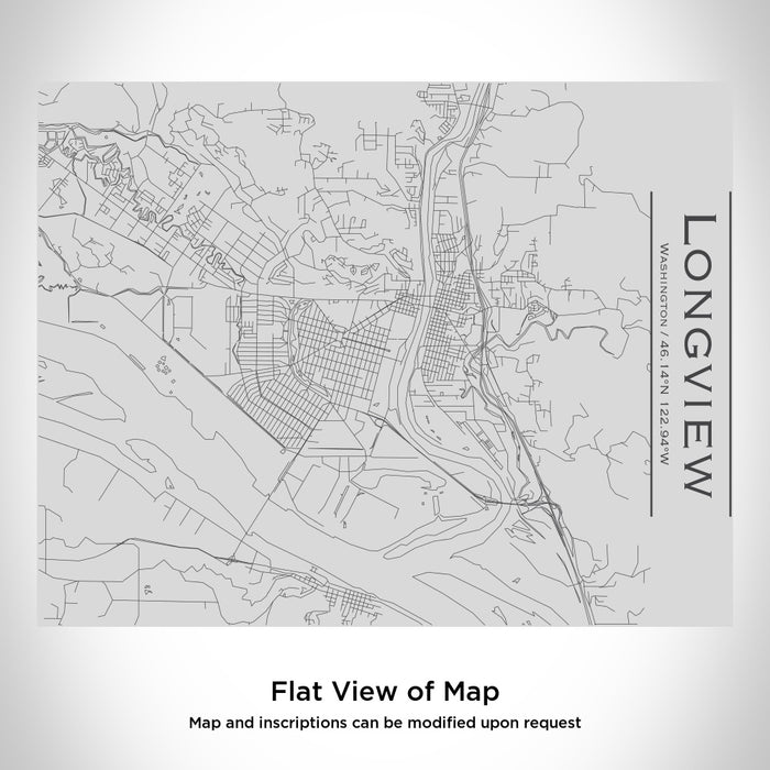 Rendered View of Longview Washington Map Engraving on 20oz Stainless Steel Insulated Bottle with Bamboo Top