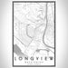 Longview Washington Map Print Portrait Orientation in Classic Style With Shaded Background
