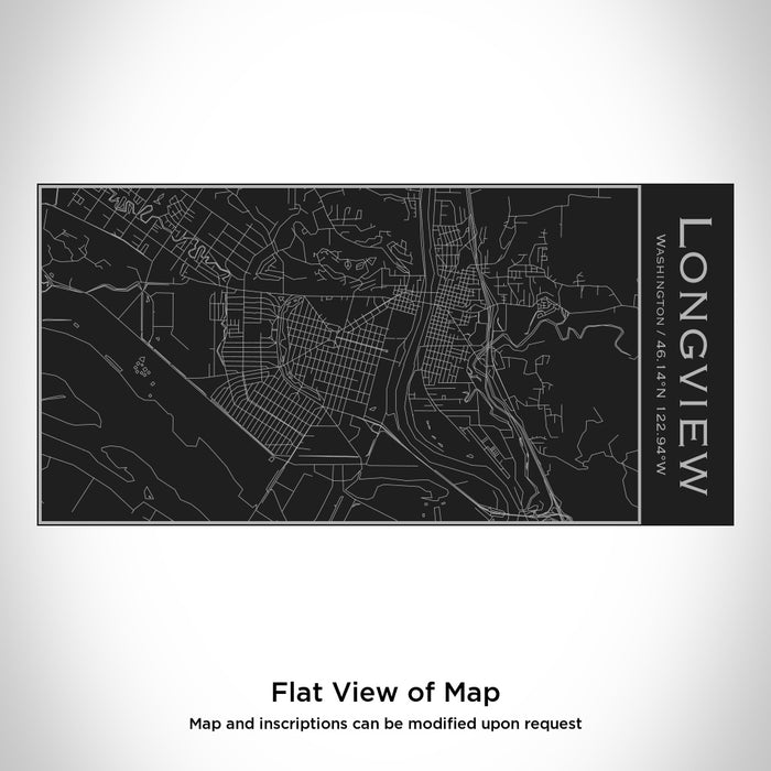 Rendered View of Longview Washington Map Engraving on 17oz Stainless Steel Insulated Cola Bottle in Black