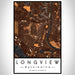 Longview Washington Map Print Portrait Orientation in Ember Style With Shaded Background