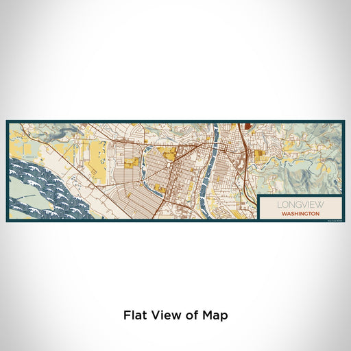 Flat View of Map Custom Longview Washington Map Enamel Mug in Woodblock