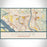 Longview Washington Map Print Landscape Orientation in Woodblock Style With Shaded Background
