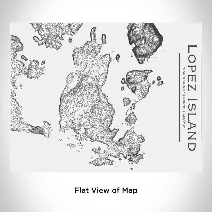 Rendered View of Lopez Island Washington Map Engraving on 20oz Stainless Steel Insulated Bottle with Bamboo Top in White