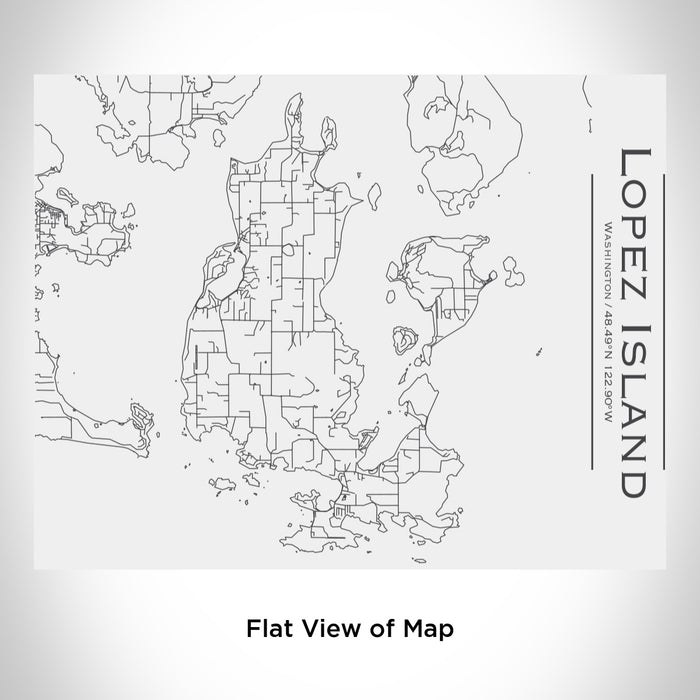 Rendered View of Lopez Island Washington Map Engraving on 20oz Stainless Steel Insulated Bottle with Bamboo Top in White