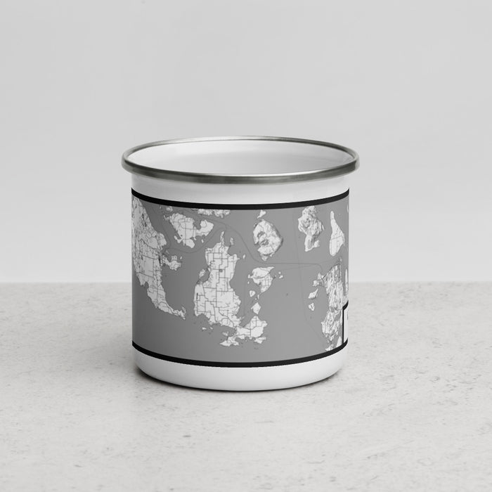 Front View Custom Lopez Island Washington Map Enamel Mug in Classic