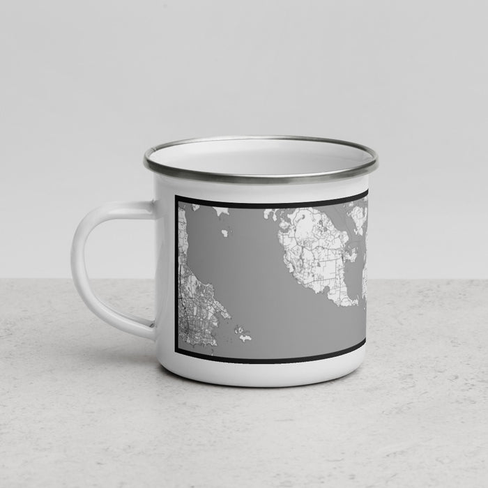 Left View Custom Lopez Island Washington Map Enamel Mug in Classic